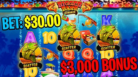 HUGE WINS ON NEW BIGGER BASS BONANZA SLOT BONUS! (PROFIT)