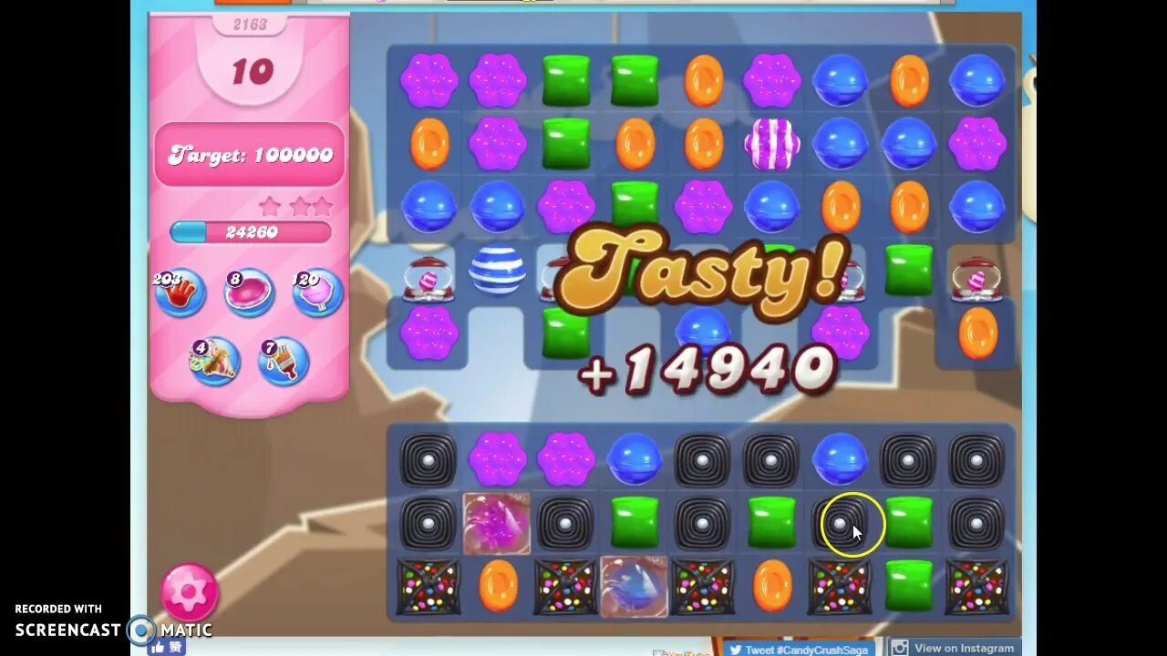 Candy Crush Level 2163 Audio Talkthrough, 3 Stars 0 Boosters
