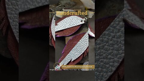 WITH A HINT OF PURPLE, 3 inch, feather inspired leather earrings