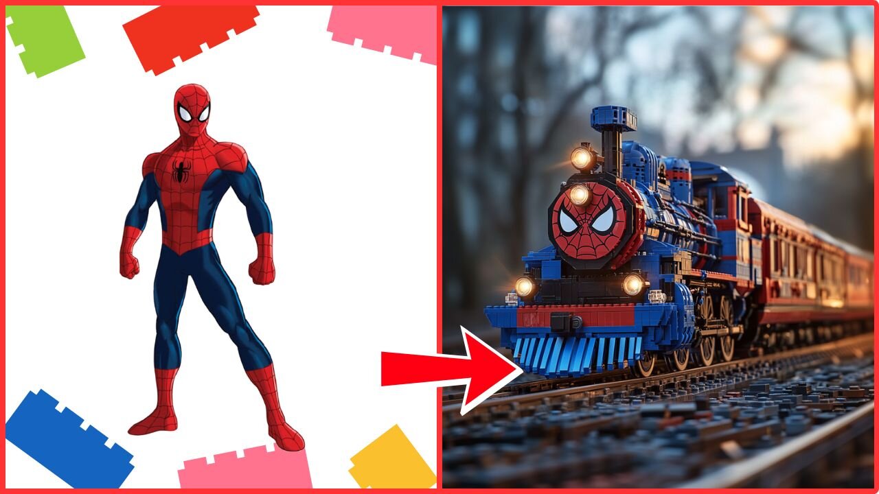 Superheroes as Old LEGO Trains