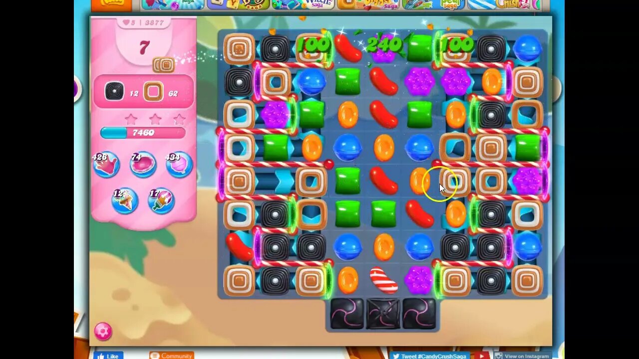 Candy Crush Level 3877 Talkthrough, 19 Moves 0 Boosters
