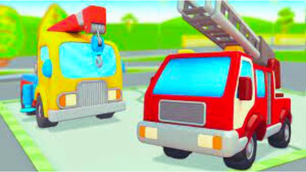 Car cartoons full episodes & construction vehicles play car games for kids - Cars and trucks.