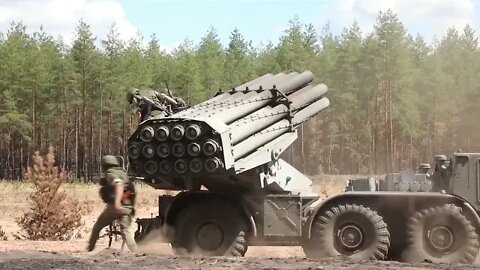 Central MD BM-27 Uragan MLRS Crews Destroy A Ukrainian field depot With American-Made M777 Howitzers