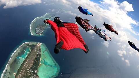 wingsuit flying in the Maldives skies