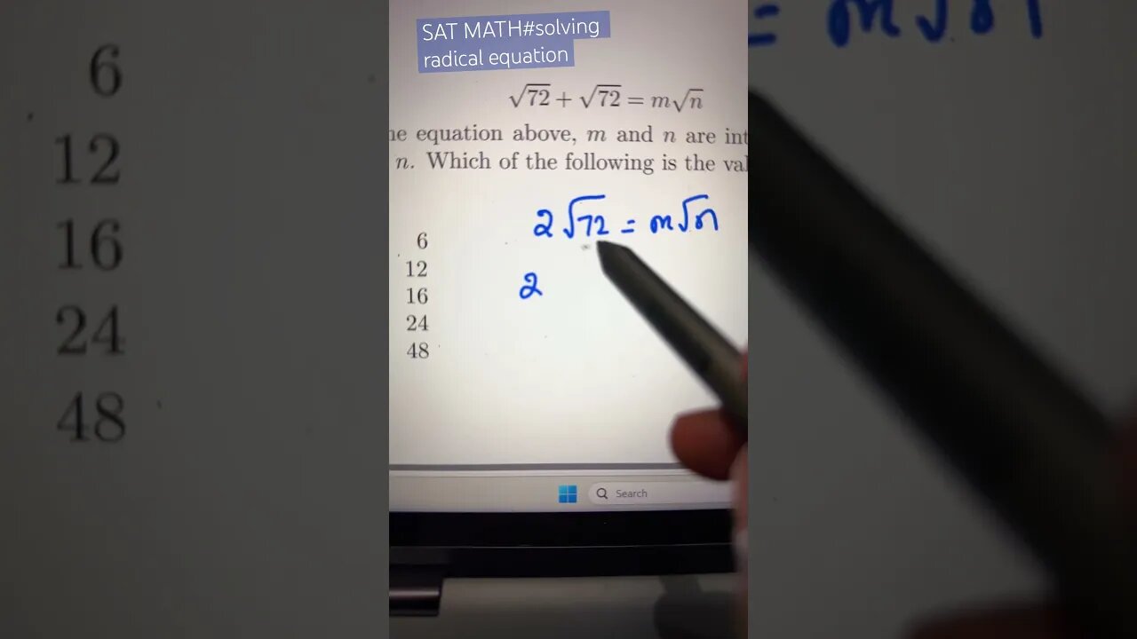 Solving equations involving radical terms #youtubeshorts #algebra #satmath #math