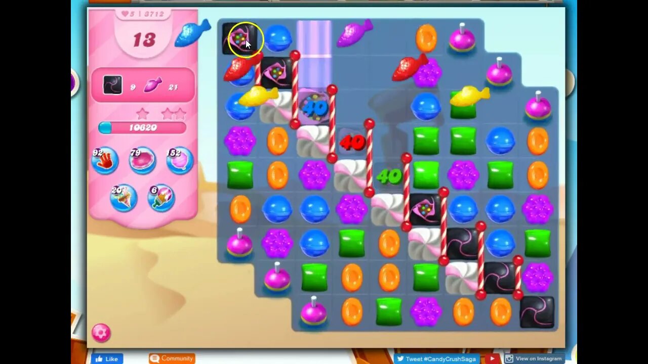Candy Crush Level 3712 Talkthrough, 20 Moves 0 Boosters