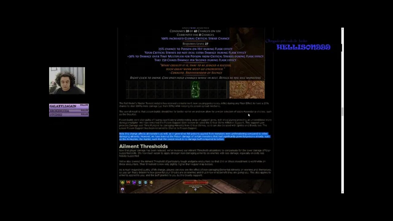 (POE)Resumo 3.15 Manifesto (parte 3) Ailments