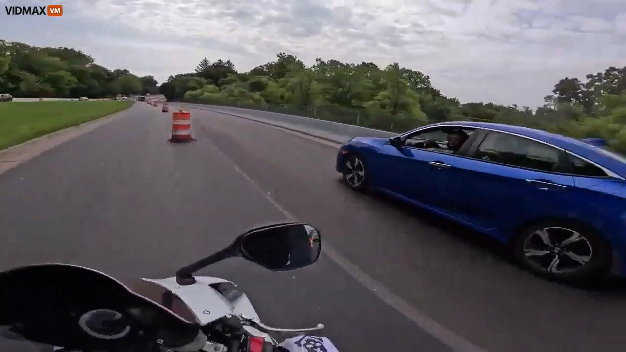 This Was The Moment A Massive Idiot On A Motorcycle Met A Massive Idiot In A Car