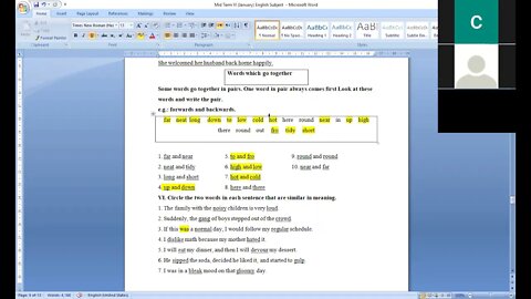 English B Class IV 5 1 2021