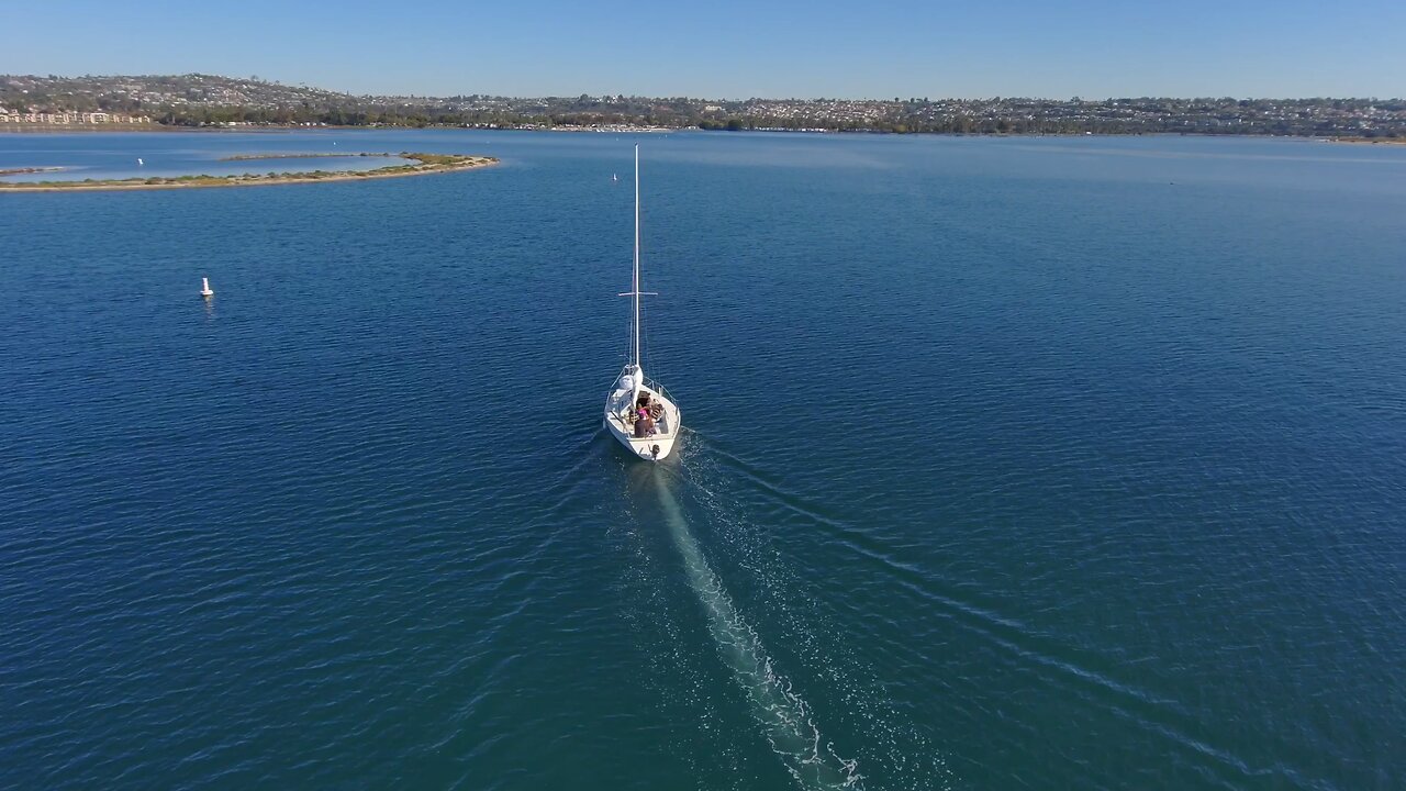 Blasian Babies DaDa Skydio 2+ Drone At Crown Point Park In Mission Bay Sailboat And Paddleboard