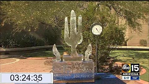 ABC15 ice sculpture takes HOURS to melt in 118 degree weather