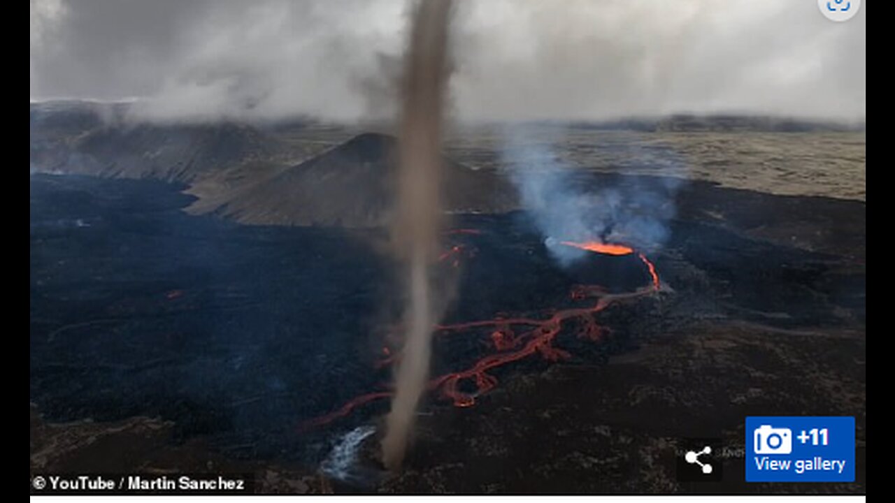 TORNADO COMES OUT OF TOP OF VOLCANO CRATER IN ICELAND - NOT SOMETHING YOU SEE OFTEN