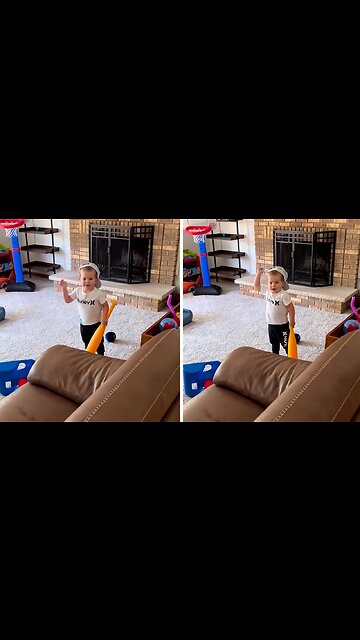 Toddler Whacks Ball Directly Into The Camera