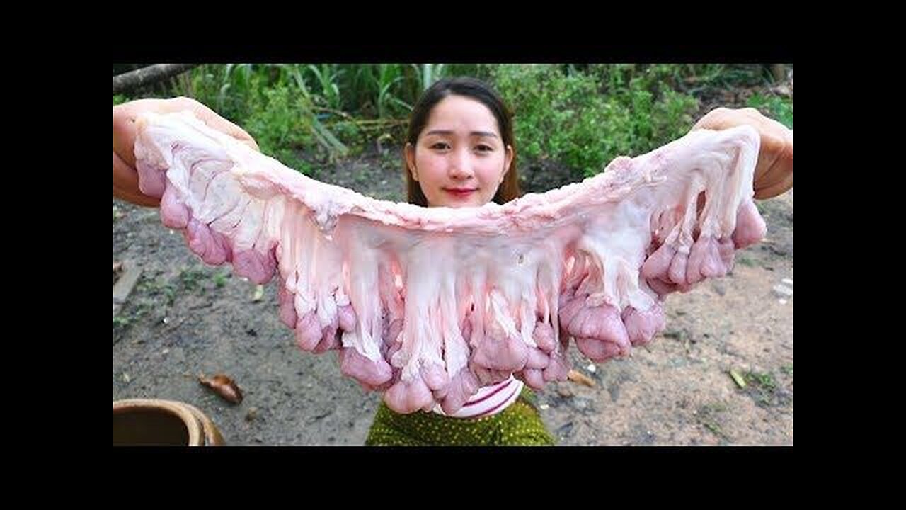 Yummy Pig Intestine Crunchy Cooking - Crunchy Pig Intestine Recipe - Cooking With Sros