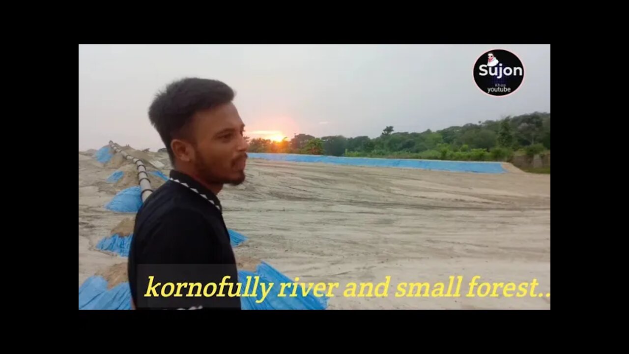 Beautiful kornofully river and small forest.