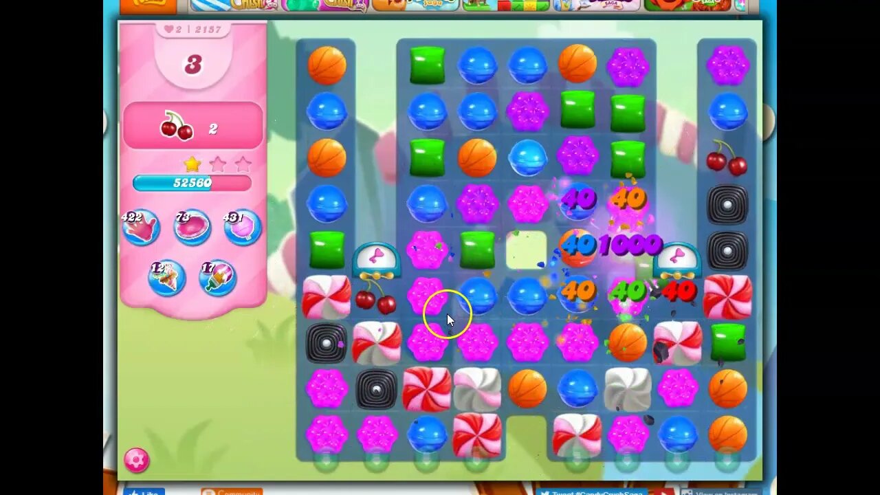 Candy Crush Level 2157 Talkthrough, 18 Moves 0 Boosters