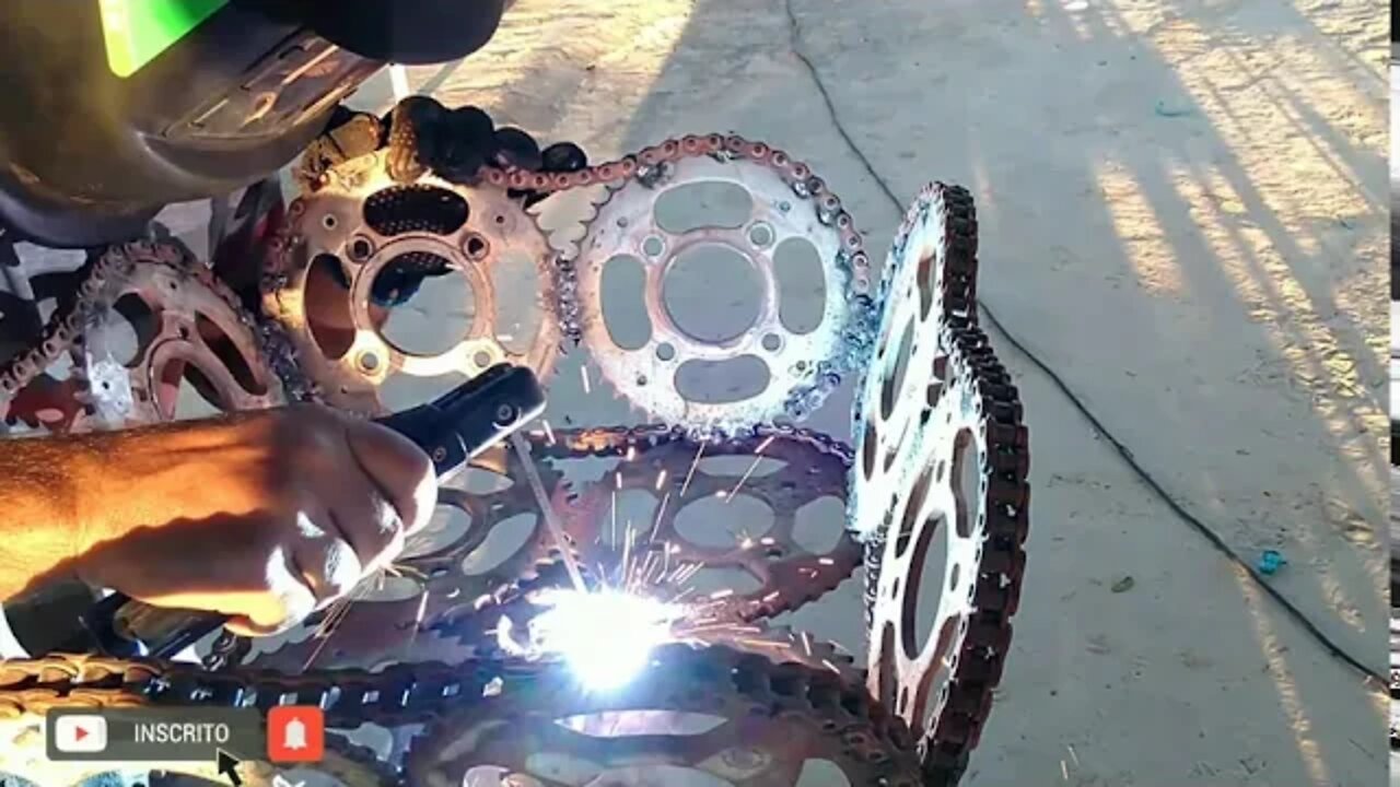 Como fazer uma Lixeira com coroas de moto