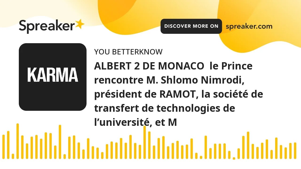 ALBERT 2 DE MONACO le Prince rencontre M. Shlomo Nimrodi, président de RAMOT, la société de transfe