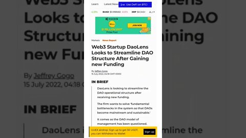 Web3 Startup DaoLens Looks to Streamline DAO Structure #cryptomash #cryptomashnews #cryptonews