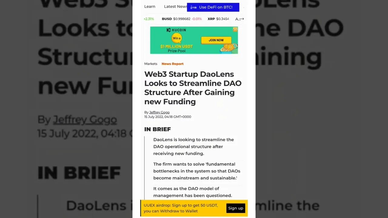 Web3 Startup DaoLens Looks to Streamline DAO Structure #cryptomash #cryptomashnews #cryptonews