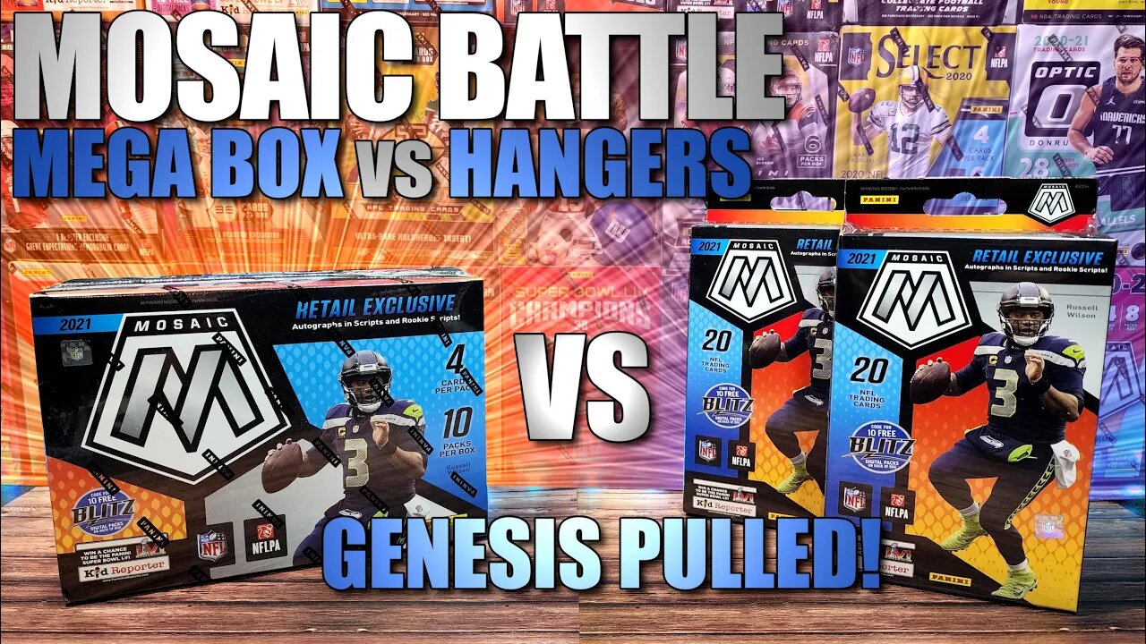 2021 Mosaic Football Mega Box VS Two Hanger Boxes | 40 Cards Each, Which is Better? GENESIS PULLED!