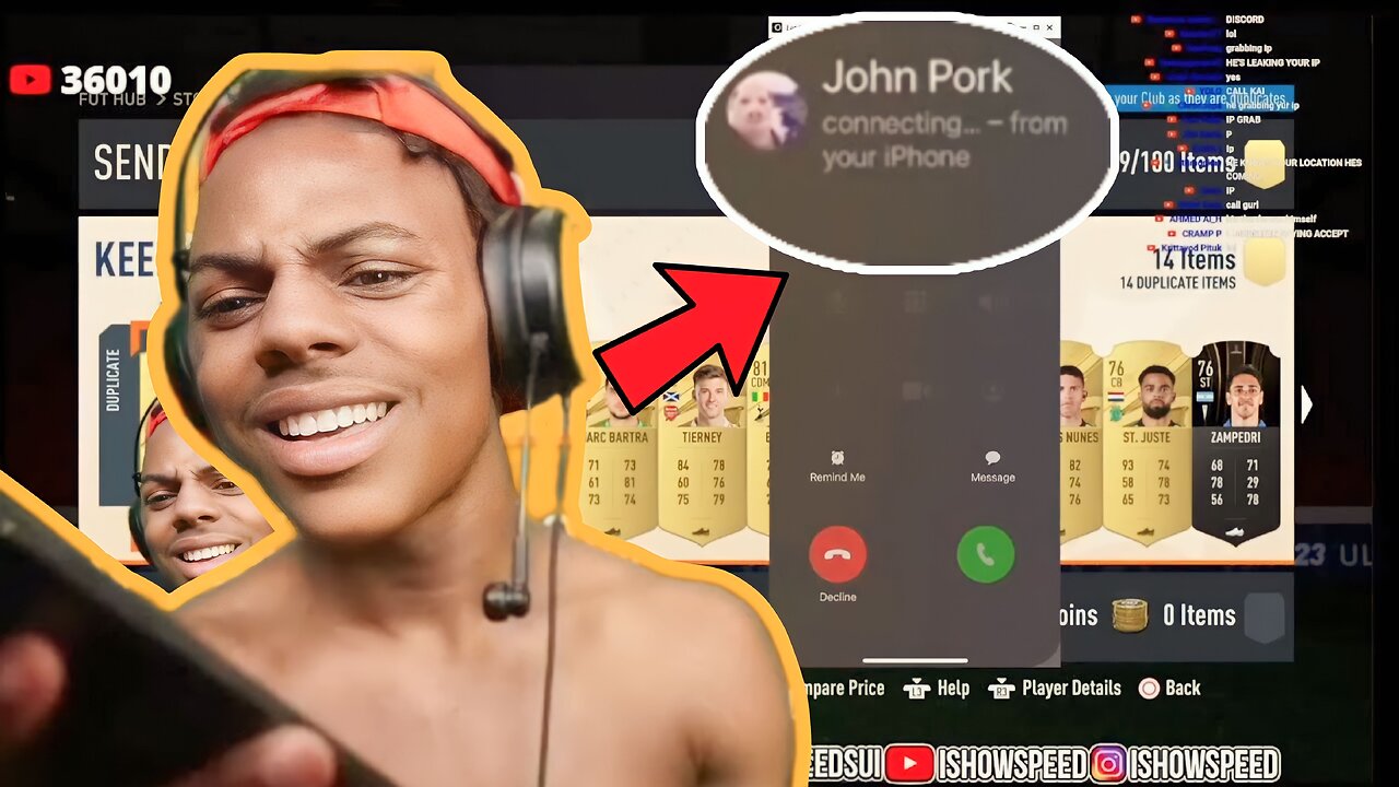 John Pork PRANK Calls ISHOWSpeed during his Stream 😂