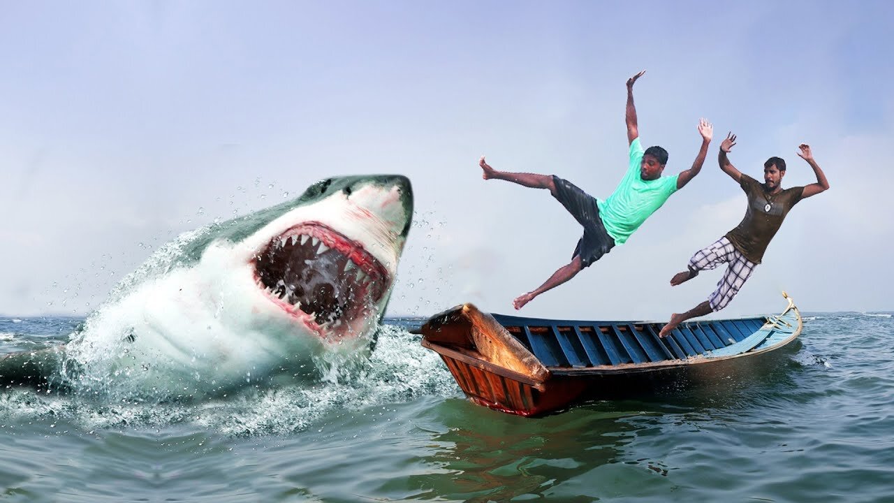 Shark Attack Man In Sea Fishing Boat | Fun Made Shark attack Egypt movie Part