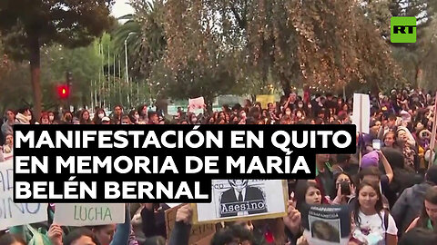 Manifestación en Quito en memoria de María Belén Bernal a un año de su asesinato