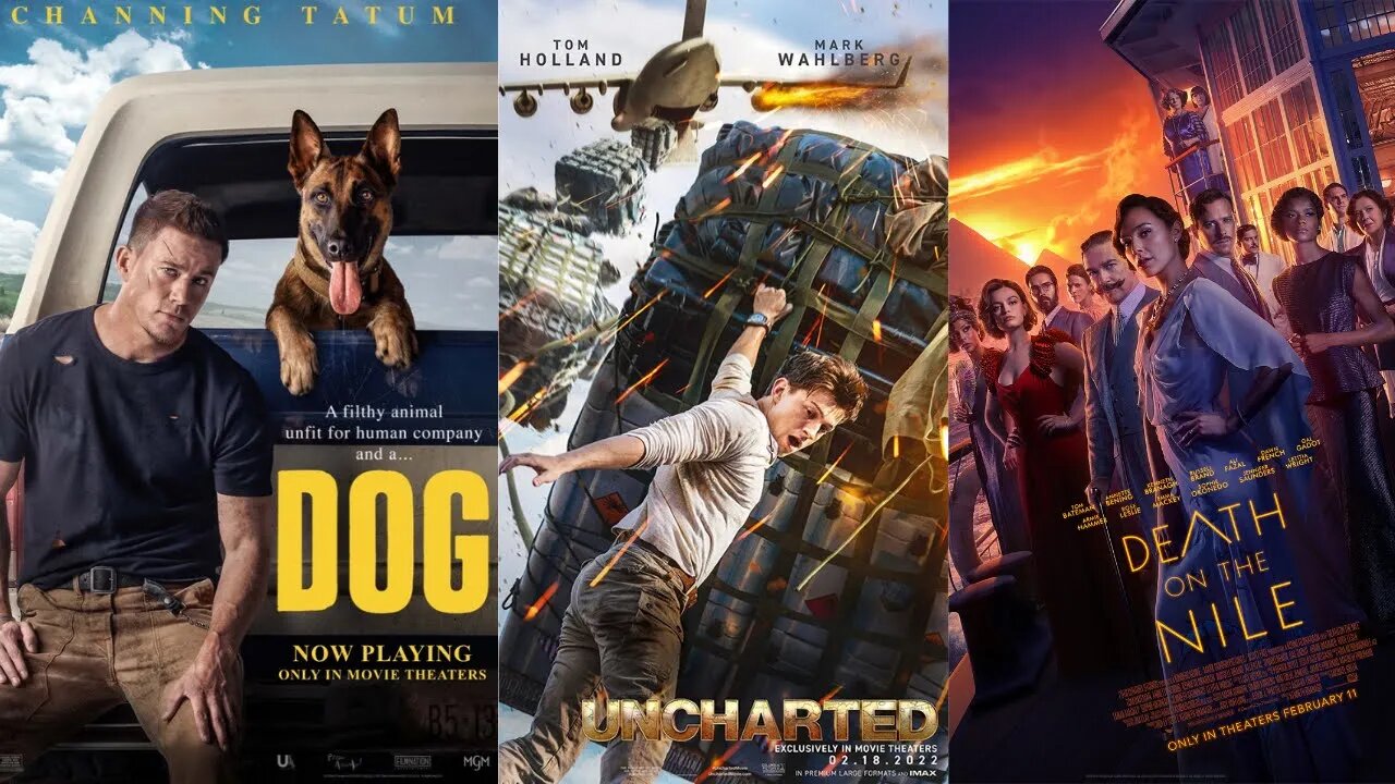 Triple Feature Review Of Dog, Uncharted and Death On The Nile!