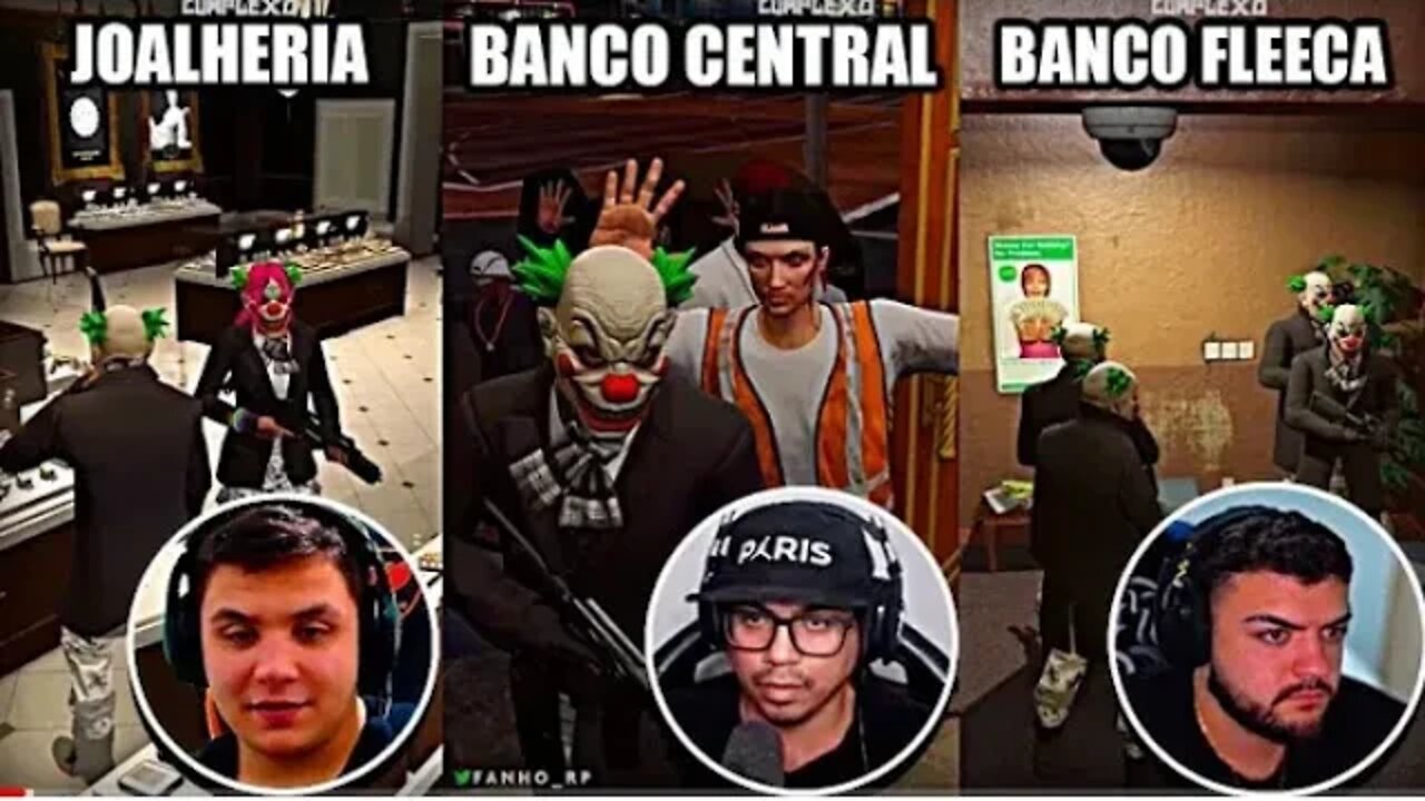 O MAIOR ASSALTO DO GTA RP A 3 BANCOS DE UMA VEZ PAULINHO O LOKO RED ALERQUINA E CORINGA CXP #FUGA