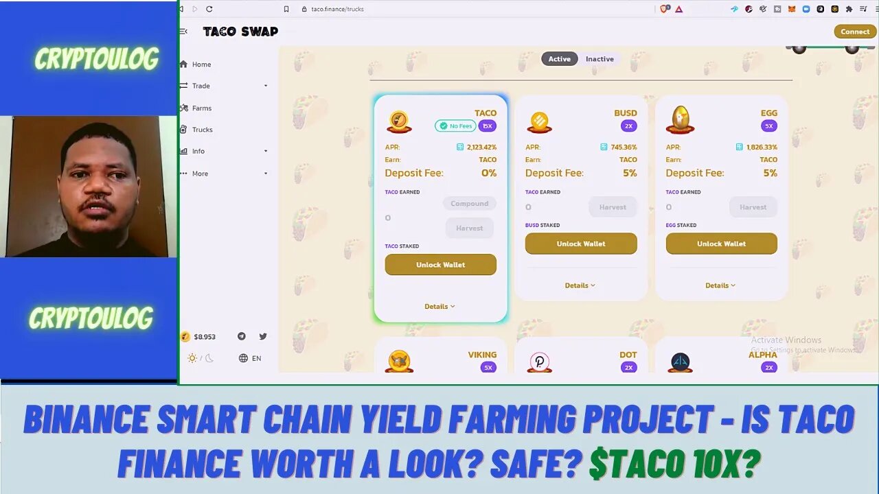 Binance Smart Chain Yield Farming Project - Is Taco Finance Worth A Look? Safe? $TACO 10X?