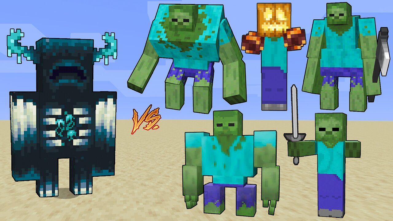 Warden Vs All Zombies / Minecraft Mob Battle