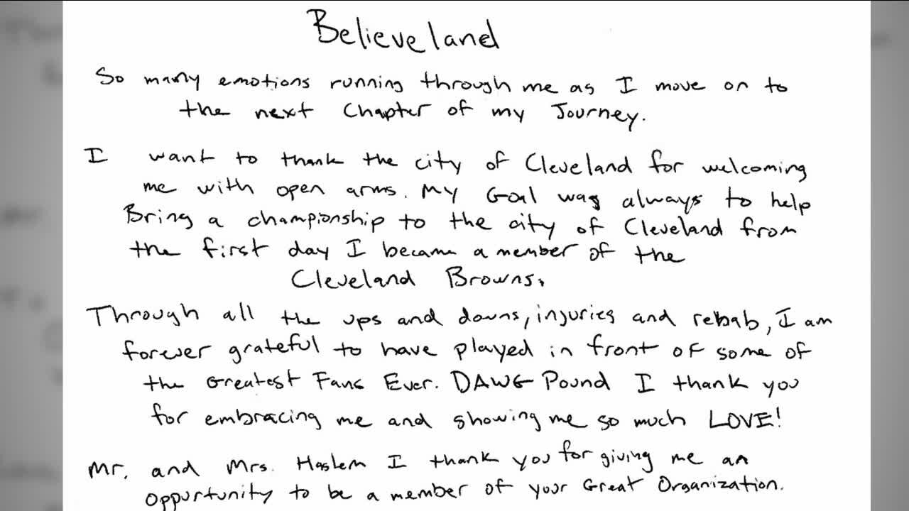 'Dawg Pound I thank you': Odell Beckham Jr. says goodbye to Cleveland with handwritten letter