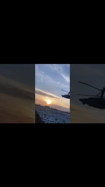 Russian Combat Helicopter Ka-52 In The Sky Over Donbass