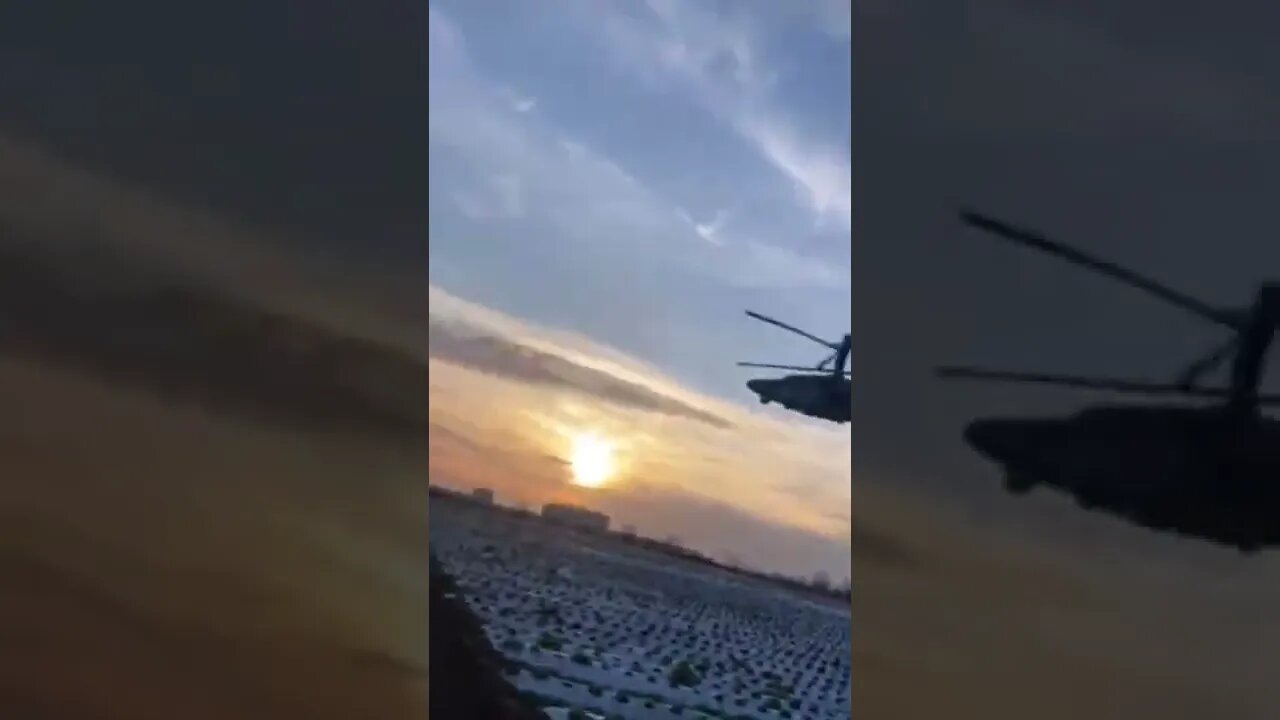 Russian Combat Helicopter Ka-52 In The Sky Over Donbass