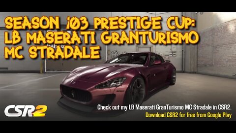 LET'S RACE THE SEASON 103 PRESTIGE CUP CAR: The Maserati LB GranTurismo MC Stradale CAR SETUP