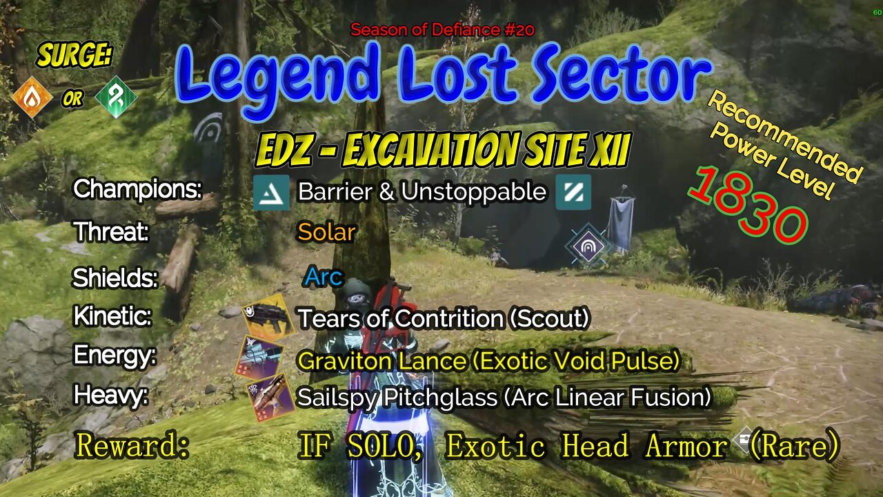 Destiny 2 Legend Lost Sector: EDZ - Excavation Site XII on my Void Hunter 5-8-23