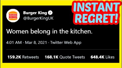 Burger King Faces HUGE BACKLASH After Woke “Women Belong In The Kitchen” Tweet!