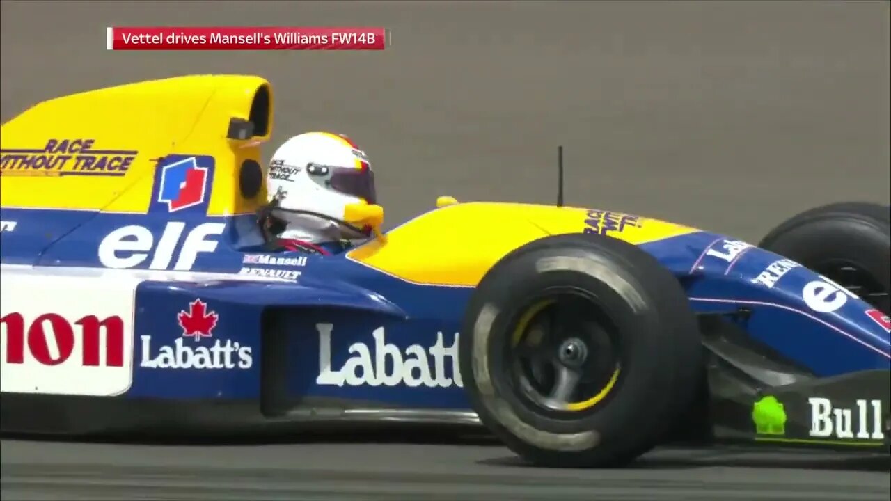 Vettel drives Mansell's Williams FW14B #britishgp