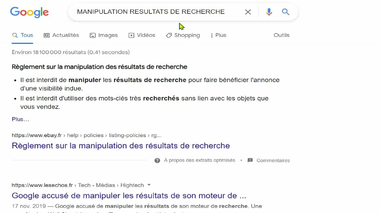 Résultats de RECHERCHES Manipulés