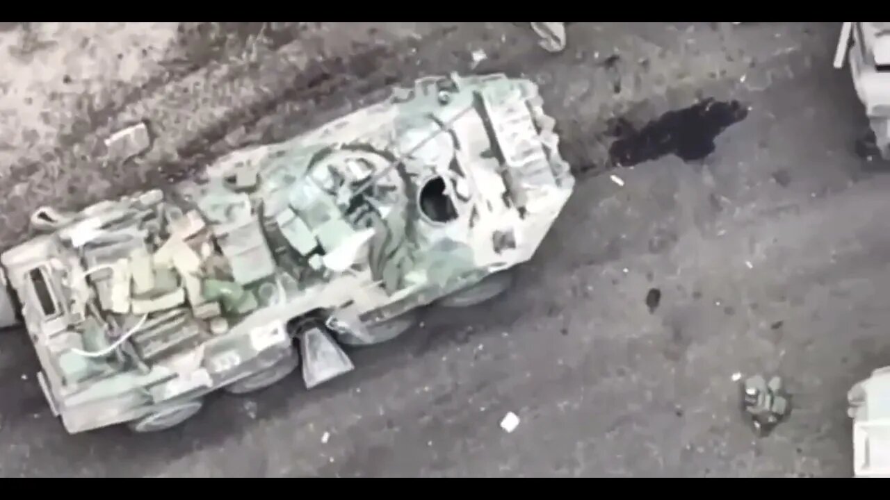 Three abandoned Russian BTRs along with a destroyed BMP and damaged MBT!