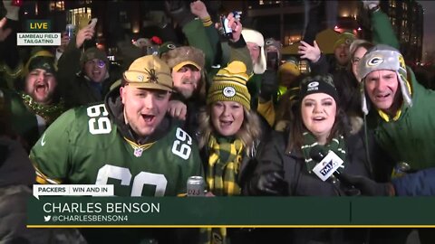 Go Pack Go chant outside Lambeau Field