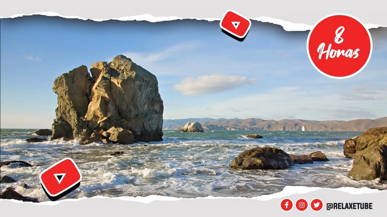 🎧 RELAXANTE SOM DE ONDAS BATENDO NAS ROCHAS PARA DORMIR RÁPIDO 🌊 ONDAS QUEBRANDO NA ROCHA 🕒 8 HORAS