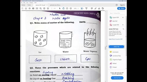 Class 5th Science Matter and Water Cycle Part I 22 07 2020