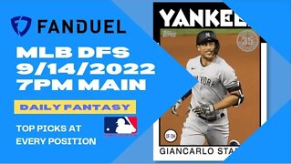 Dream's Top Picks for MLB DFS Today Main Slate 9/14/2022 Daily Fantasy Sports Strategy FanDuel