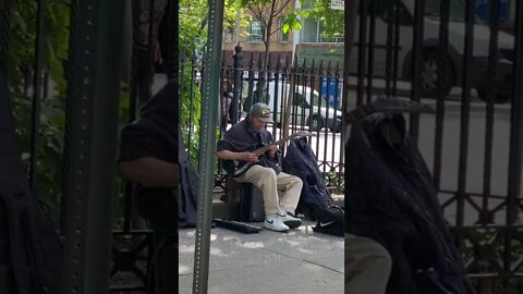 You will be caught when you are playing guitar on street in New York City. By Camera. #Shorts