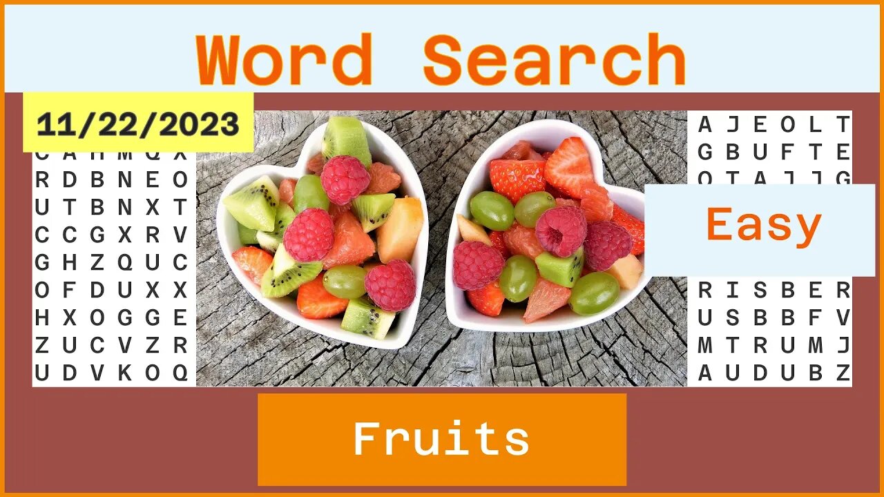 Word Search Easy - Fruits - 11/22/2023