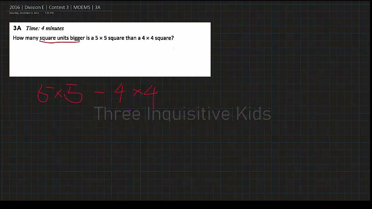 Math Olympiad for Elementary | 2016 | Division E | Contest 3 | MOEMS | 3A