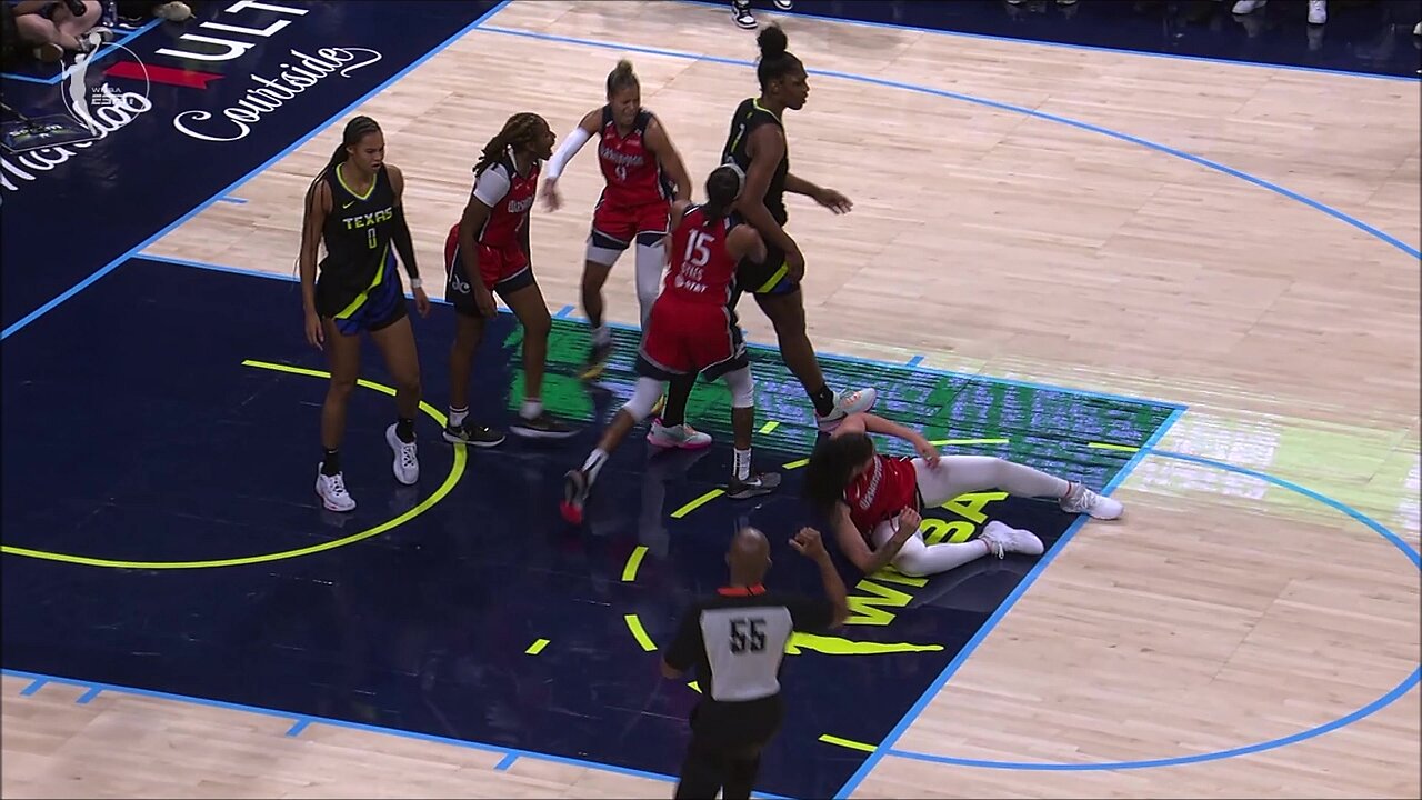 DOUBLE Foul + FLAGRANT After McCowan THROWS DOWN Zahui B When They Get Tangled Up | Wings vs Mystics