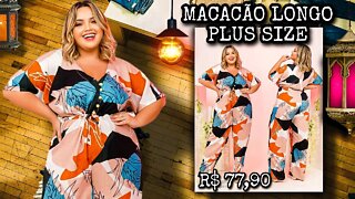 🛑 MACACÃO LONGO PLUS SIZE COM BOTÕES E REGULAGEM NA CINTURA